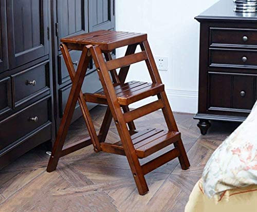 Sywlwxkq Solid Wood Step Stool 8 Tread Slip Resistant Safe Comfort Steps 150 Kg Capacity Lightweight Portable Foldable Stepladder (Color : A)