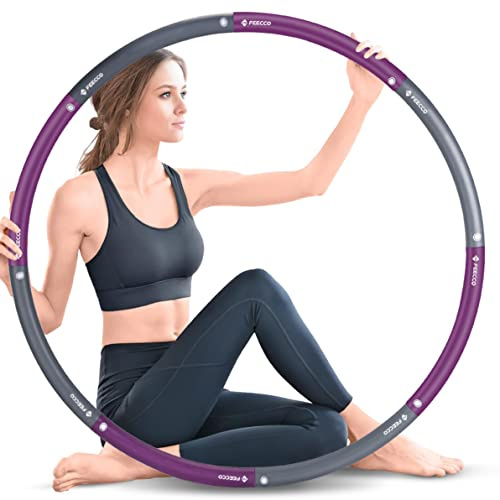 FEECCO Aro de fitness con peso, 8 secciones desmontables para la pérdida de peso
