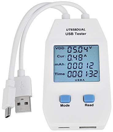 USB-Tester, Voltmeter Ampmeter Digital Power Typ C Meter KapazitäT Tester Meter(UT658 Dual) LCD USB-Detektor (UT658 Dual)