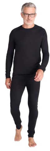 Mountain Warehouse Talus Mens Thermal Top & Pants Set - Lightweight & Breathable Baselayer, Isotherm, Moisture Wicking - Winter Camping, Outdoors, Travelling & Hiking Black (Top & Pant Set) L