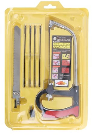 Handsäge Bügelsäge Set Multifunktions Universal Metallsäge HSS Stahl Sägeblätter mit Wechselklingen Mini Hand-Sägen Holzbearbeitung Werkzeug verwendbar als Laubsäge, Stichsäge,Astsäge, Handsäge