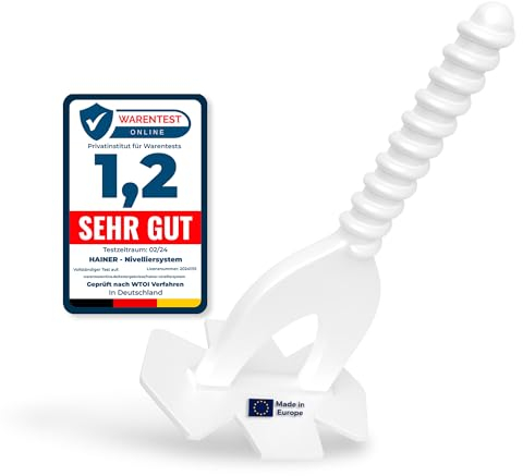 Hainer® Premium Fliesen Nivelliersystem 1mm Set – 200-teiliges Fliesenverlegehilfe Set, Fliesen Werkzeug für professionelle Ergebnisse (200x Gewindelaschen 1mm)