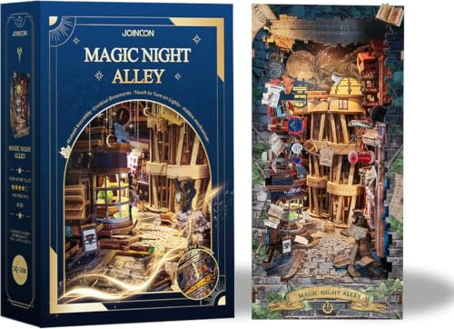 Book Nook DIY Kit, Miniatur Haus Nachtgasse Kit | book nook kit mit Staubschutz, Buch Ecke Miniatur Kit für Erwachsene Bauen hölzerne Art Model Kit