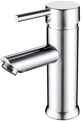 kisimixer Wasserhahn Bad Mischbatterie, Einhebelmischer Waschbecken Armaturen für Badezimmer, Modern Edelstahl Waschtischarmatur mit Keramischem Ventilkern, Chrom