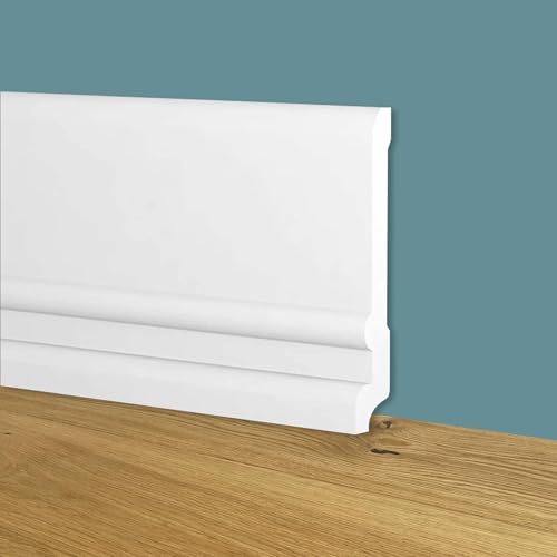 Battiscopa Zoccolino BIANCO mod. TOSCANO 128x20mm in POLIMERI - Polistrutturato (prezzo al metro)