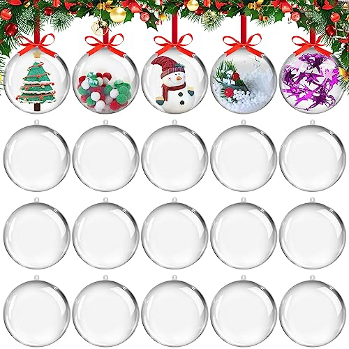 20 Stück Weihnachtskugeln Kunststoff,Transparent Weihnachtskugeln zum befüllen Christbaumschmuck Kunststoff Christbaumkugeln für Weihnachtsschmuck,Weihnachtsbaum,Hochzeit,Partys,DIY Dekoration (S-5CM)