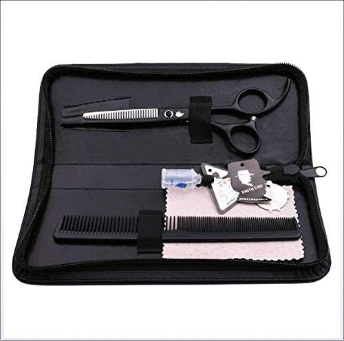 Friseurscheren-Set für Herrenhände, Effilierschere, professionelles Friseurscheren-Set, Haarschneideschere, Friseurschere, Schwarz, Zahnschnitt 5,5 Zoll