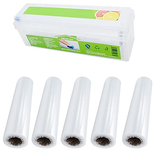 Coupe-film étirable + 5 rouleaux de film étirable, rouleau de film étirable 300 mm x 360 m, film rétractable transparent, plastique rétractable pour déménagement, utilisé pour la conservation des frui