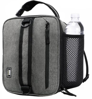 MIER Expandable Lunch Bag with Detachable Shoulder Strap, Grey, 6-9L