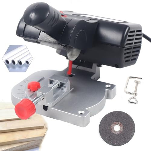Cut-Max - Mini troncatrice da banco, regolabile da 0 a 45°, per legno, metallo, plastica, taglio 1/2 x 1/2 o 1/4 x 3/4, arancione