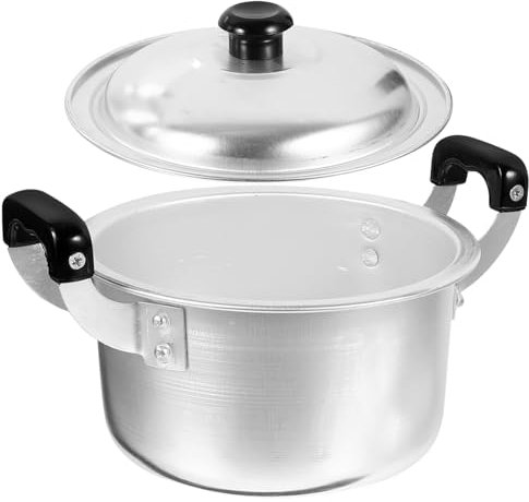Pentola Alluminio Tradizionale 16cm con Coperchio e Manici Doppio per Zuppe