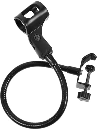 Black Goose Neck Clip-on Mic Stand for Recording Home Use | Adjustable Microphone Rack, Microphone Stand Floor, Mic Stand Goose Neck Clamp