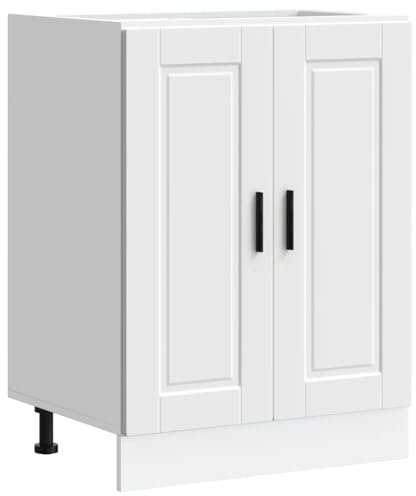 vidaXL Mueble bajo de Cocina Porto Madera contrachapada Blanca, Mueble bajo de Fregadero, Mueble bajo de Cocina con Puerta, Mueble bajo de Fregadero