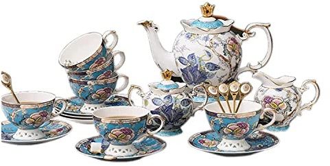 Taza de café de porcelana china europea, juego de té de cerámica – Juego de té inglés por la tarde