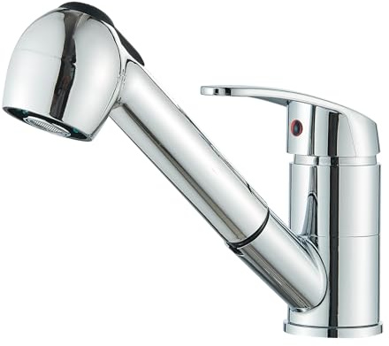 TTICCTIY Kitchen Sink Mixer Tap with Pull Out Spray 360° Swivel Spout Mono Kitchen Mixer Taps Stainless Steel with 1 Hole, Single Handle Lever Sink Tap Chrome