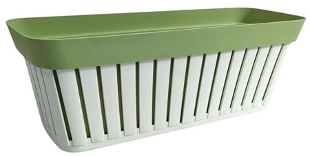 Ecoplast Balkonkasten Kreta 40 cm, außen aus Kunststoff, Balkonkasten, Terrakotta & Weiß, 50 cm