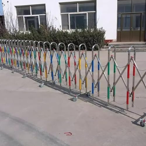 FENGSSLL Einziehbare Mobile Absperrung, Faltbarer Sicherheitszaun mit Rollen Bauabsperrung Sicherheitszaun einziehbare Verkehrsbarriere,1.5x9m