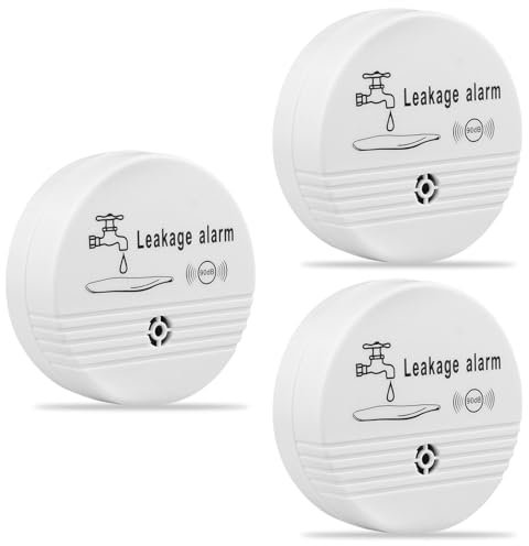 3 Stück Wassermelder Wasseralarm, 90dB Wasserdetektor Leck und Tropfen Alarm, Sirene Kabelloser Sensor Wasserstand Wassersensor Alarm Leckdetektor Wasserdetektoren Stromausfall für Keller Badezimmer