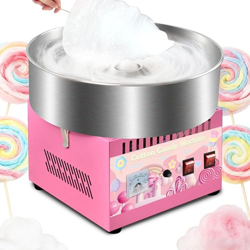 Cotton Candy Machine Commercial, 1000W Cotton Candy Maker Machine, Candy Floss Maker with Stainless Steel Bowl, Sugar Scoop，double switch easy and safe to use for Kids, Home, Party, Birthday, Festival