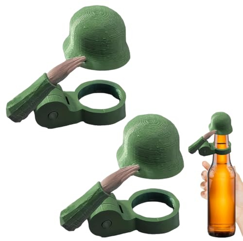 NHQZ Soldat Salute Bier,Soldat Salut Bierflasche Helm,Wiederverwendbar,Dekorative Kappen, Staubdichte Schutzkappen für Veteranen, Bierflaschenverschluss stahlhelm (2 Stück Armeegrün)