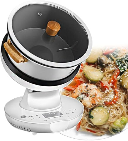 Automatic Cooking Machine, 360° Rotating Stir-Fry Pan and Rice Cooker, 8L Capacity with 3 Gears for Home and Restaurant Cooking, Stewing, and Soup Making