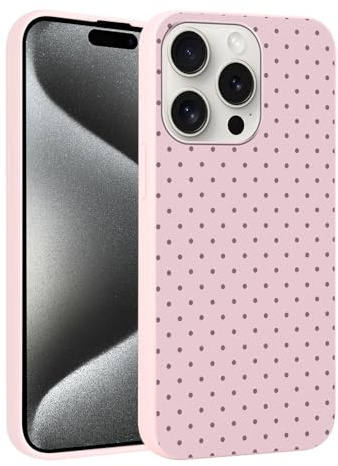 Yirlbey Estivi Cover per iPhone 15 Pro Max 6,7'', Custodia Viola Polka Dot Disegno Motivo Aesthetic Summer per Ragazza Antiurto Rosa Silicone Morbido TPU Bumper Cellulare Protezione Case, Pois