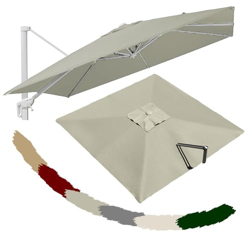 Housse de parasol rectangulaire de rechange pour parasol d'extérieur de 2,4 m, 3 m, 4 m – Pour parasols déporté et parapluies de table (gris clair, 1,2 x 4 x 3 m)
