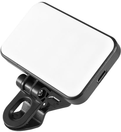 Quzente Luce per telefono, ricaricabile con clip per live streaming, luce LED per selfie, per casa, studio, vlogging, streaming live, registrazione video, trucco, viaggi, conferenze