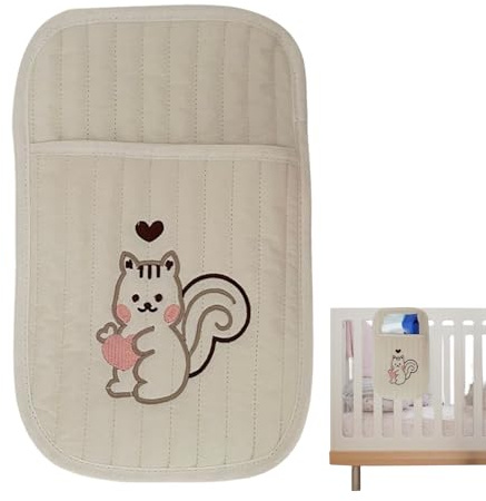 Organizador De Cuna, Organizador Colgante de Pañales de Algodón, Bolsa de Almacenamiento Colgable para Pañales de Cuna para Nuevos Padres, Cochecitos, Baberos, Biberones, Juguetes