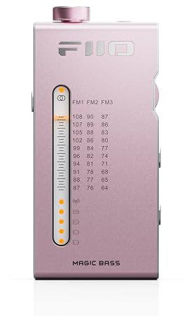 FiiO RR11 Portable HiFi FM Stereo Radio Receiver with Analog PVR Tuning, BASS+3D Sound Effects, 64MHz-108MHz (Pink)
