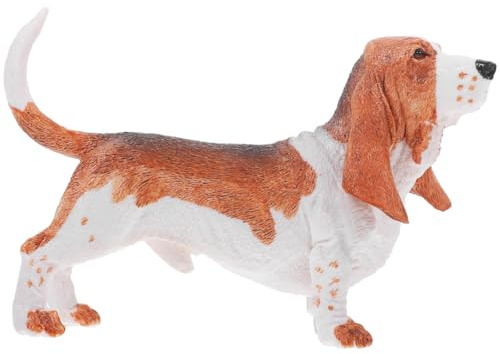 Uonlytech Realistisches Basset-Hundemodell Hundefigur Aus Kunststoff 5.31X3.74X1.57In Lebensechte Mini Basset-Hound Statue Für Zuhause Park Sammler Geschenk
