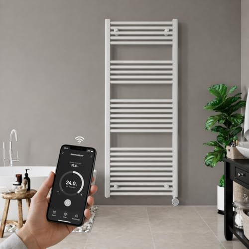 anapont WLAN- & Bluetooth elektrischer Badheizkörper 1475x500 | Handtuchheizkörper mit Thermostat & Timer | 1000 W | IPX5 | Made in Germany,