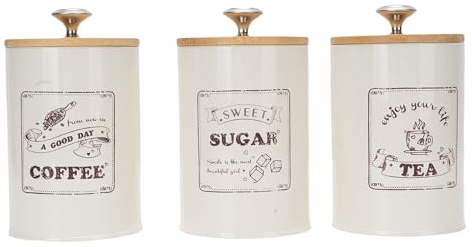Tomotato Barattoli per Caffè e Zucchero, Contenitori Multifunzionali Ermetici in Latta Grande Capacità con Design Impilabile per Conservazione Alimenti in - Set da 6 Pezzi
