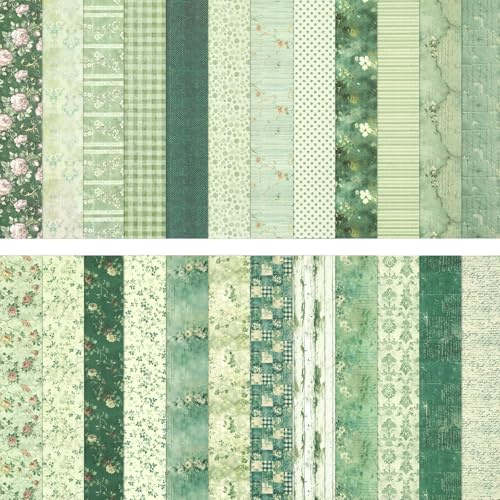 Ktxaby 24 Blatt Scrapbook Papier 30,5x30,5cm , Vintage Blau Blumen Motivpapier beidseitig bedruckt, Bastelpapier für Scrapbooking, Kartenherstellung, Journaling & DIY Deko(Farben 02)