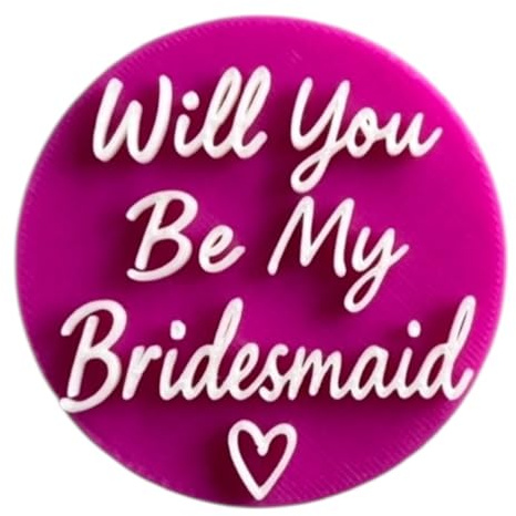 'Will You Be My Bridesmaid' Embosser Stamp for Icing Fondant Cupcake Cake Decoration Frosting Sugar Paste Cookie Baking 6 cm Diameter (Pattern 2)
