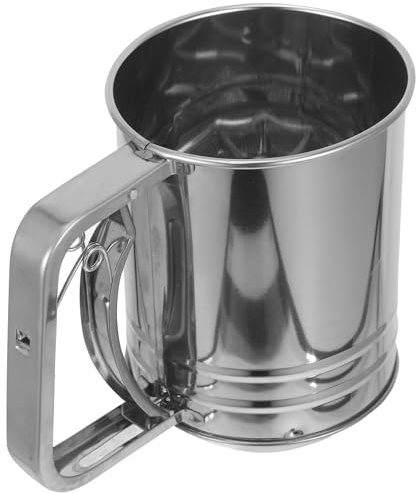 Artibetter Cedazo de Harina Manual de Acero Inoxidable Filtro para Azúcar Glas y Cacao en Polvo Tamaño Mediano Cedazo para Hornear Mango Ergonómico Utensilio de Repostería para Cocina