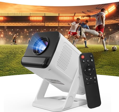 Mini Projector for Bedroom & Outdoor, Smart Android 14 Portable Proyector, 1080P with 4K Support, WiFi 6 Bluetooth 5.4, 210° Rotatable, Auto Keystone, 40-100 Short Throw Movie Projector