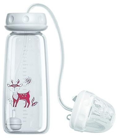 Biberon in silicone da 240 ml, biberon a tenuta stagna e anticolica con tettarella e cannuccia, tazzas con beccuccio convertibile per neonati_e bambini piccoli, ideale per il campeggio in viaggio casa