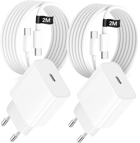 USB C Ladegerät Schnellladekabel Ladekabel für iPhone 17 16 15 Pro Max Plus/17 Air/17e/16e, iPad Pro/Air Mini/10.11.Generation,2Pack 25W USBC Schnellladegerät 2M Kabel Charger Adapter Netzteil Stecker