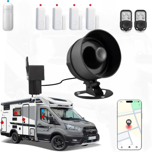 Alarme Antivol 110dB Connectée GPS pour Voiture, Moto, Van, Fourgon & Camping-Car – Sirène de Sécurité Universelle Compatible avec Traceur GPS TraceX (Traceur requis)