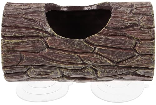 ifundom Cachette Abri Creux Tronc et Marron en pour Reptiles Résine Compact Léger pour Terrarium et Fond D'aquarium