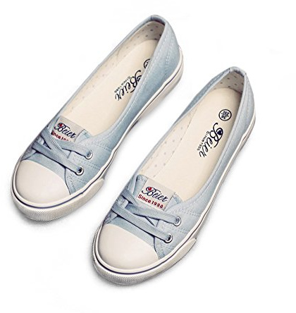 BAINASIQI Ballerine da donna con lacci, scarpe basse estive per il tempo libero (EU 38, azzurro), Azzurro, 38 EU