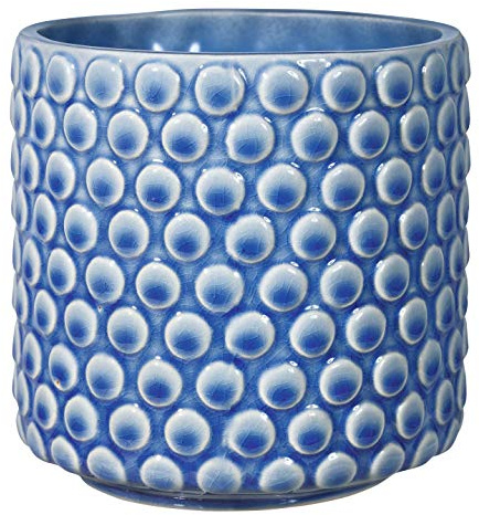 Bloomingville Blumentopf Dot - Dekorative Blumentöpfe für den Innenbereich, Retro-Stil, kreativ, S (12,5 cm Ø), Blau, Keramik