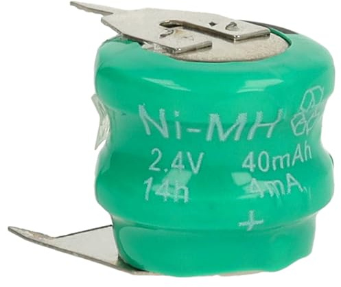 vhbw NiMH Batteria a bottone di ricambio 3 pin tipo V40H 40mAh 2,4V compatibile con batterie compatibile con modellismo, luci solari ecc.