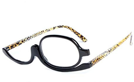 Inlefen Lectores Acercar Gafas de maquillaje Voltear hacia abajo Lente Plegable De las mujeres Maquillaje Gafas de lectura