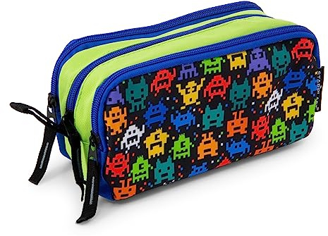 Starplast Estuche Escolar Porta Todo, 3 Cremalleras, 3 Compartimentos, Gran Capacidad, Multiuso, para Uso Escolar, Trabajo, Universidad - INVASOR