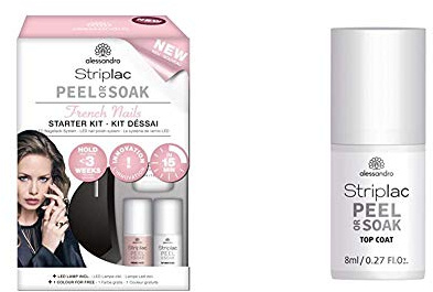 alessandro Striplac Peel or Soak Starter Kit – Perfekte French Nails in 15 Minuten & Striplac Peel or Soak Top Coat – LED-Überlack für eine perfekt glänzende Farblackierung – 1 x 8ml