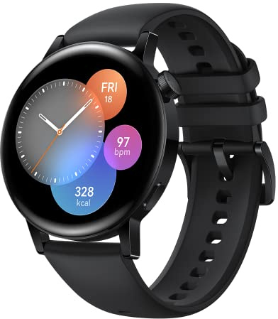 Huawei Watch GT 3 42 mm Smartwatch, Lange Akkulaufzeit, ganztägige SpO2-Überwachung, KI-Lauftrainer, genaue Herzfrequenzüberwachung, 100+ Trainingsmodi, Bluetooth-Anruf, Deutsche Version, Schwarz