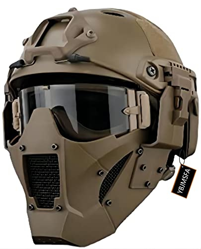 Tactical Fast Helmet Air Gun Steel Mesh Protective Mask and Goggles, for Hunting Paintball CS Game BB Gun Shooting