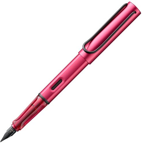 LAMY AL-star leichter Füllhalter D09 aus Aluminium in fiery mit ergonomischem Griff und polierter Stahlfeder Strichbreite Feinein, inkl. Tintenpatrone T 10 blau